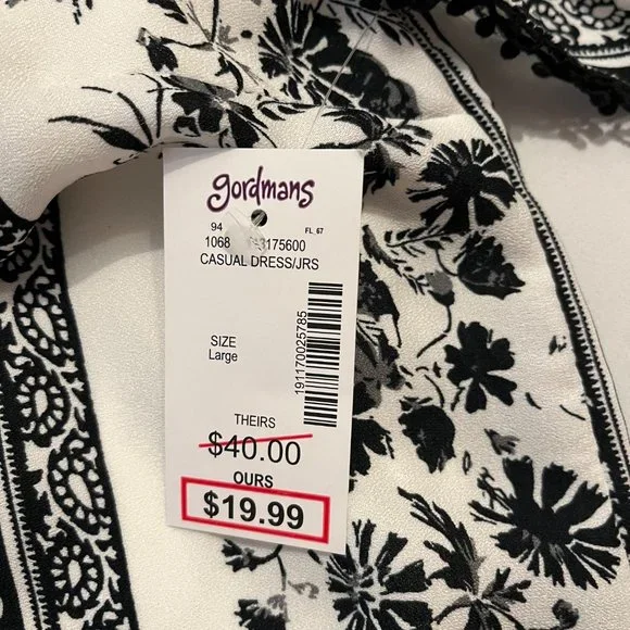 White & Blue Trixxi Printed Off-the-Shoulder Sleeved Dress - Picture 4 of 6